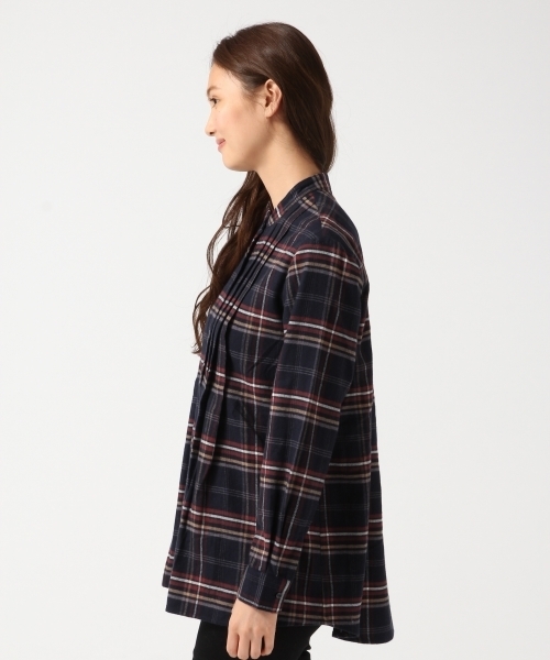 GLOBAL WORK（グローバルワーク）の「フランネルバンドカラーシャツ/720070（シャツ/ブラウス・レディース・ダークブルー/ブルー系その他/ダークグレー/ワインレッド・SMALL/LARGE/MEDIUM）」の8枚目の写真