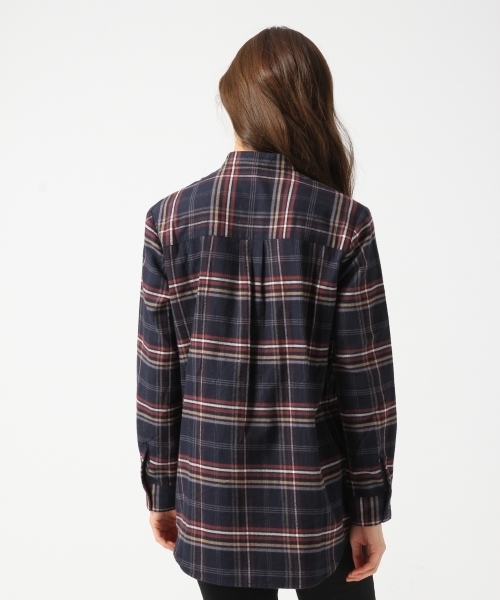GLOBAL WORK（グローバルワーク）の「フランネルバンドカラーシャツ/720070（シャツ/ブラウス・レディース・ダークブルー/ブルー系その他/ダークグレー/ワインレッド・SMALL/LARGE/MEDIUM）」の9枚目の写真