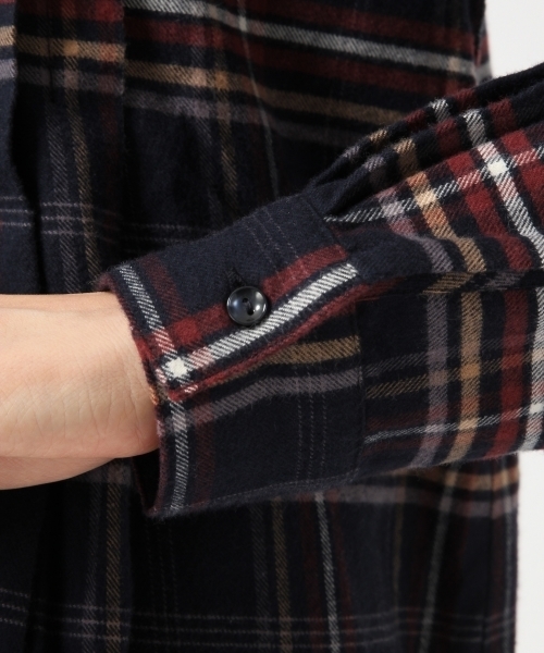 GLOBAL WORK（グローバルワーク）の「フランネルバンドカラーシャツ/720070（シャツ/ブラウス・レディース・ダークブルー/ブルー系その他/ダークグレー/ワインレッド・SMALL/LARGE/MEDIUM）」の15枚目の写真