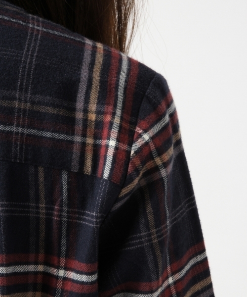 GLOBAL WORK（グローバルワーク）の「フランネルバンドカラーシャツ/720070（シャツ/ブラウス・レディース・ダークブルー/ブルー系その他/ダークグレー/ワインレッド・SMALL/LARGE/MEDIUM）」の10枚目の写真