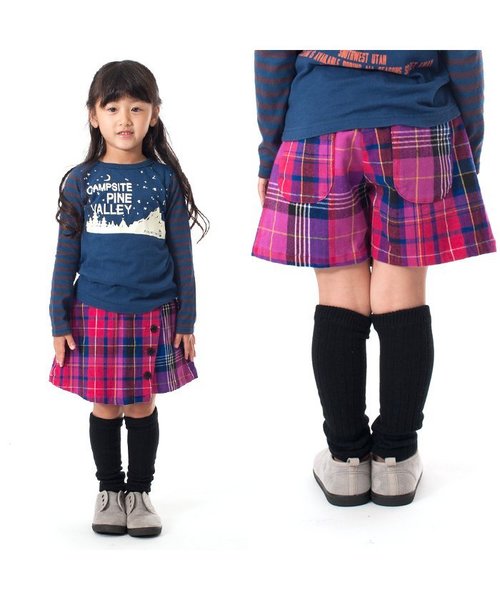 BREEZE(ブリーズ)の「チェックラップ風パンツ(その他パンツ・キッズ・レッド/ネイビー・140/100/120/110/130/90/80/95)」の4枚目の写真