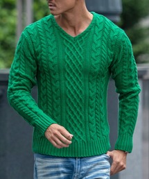 Vicci（ビッチ）の「『vicci/ヴィッチ』ケーブル編みVネック長袖ニットセーター（ニット/セーター）」