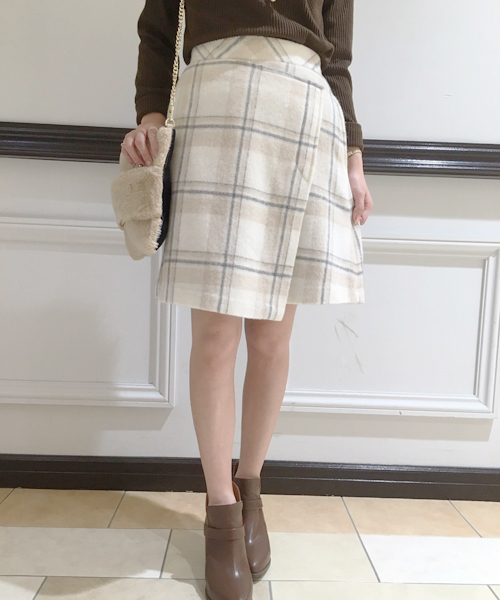 laboratory work（ラボラトリーワーク）の「ラップ台形スカート（スカート・レディース・ダークブラウン/ベージュ系その他/グレー系その他・MEDIUM）」の3枚目の写真