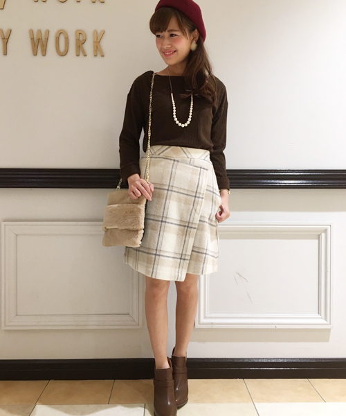 laboratory work（ラボラトリーワーク）の「ラップ台形スカート（スカート・レディース・ダークブラウン/ベージュ系その他/グレー系その他・MEDIUM）」の14枚目の写真