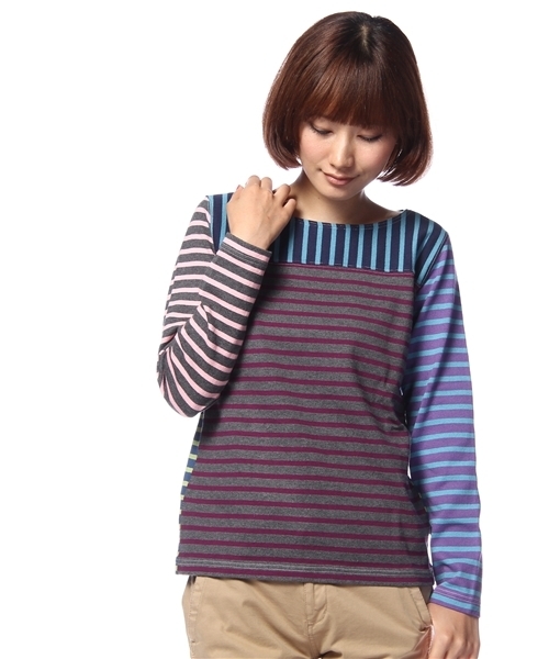 BEAMS BOY(ビームスボーイ)の「BEAMS BOY / クレイジーボーダー ボートネック(Tシャツ/カットソー・レディース・その他1/その他2・ONE SIZE)」の2枚目の写真