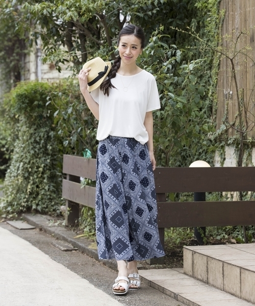 JEANS MATE(ジーンズメイト)の「【ECOMARCHE】ガウチョパンツ(その他パンツ・レディース・オフホワイト/ネイビー/ブルー系その他/ブラック・FREE)」の4枚目の写真