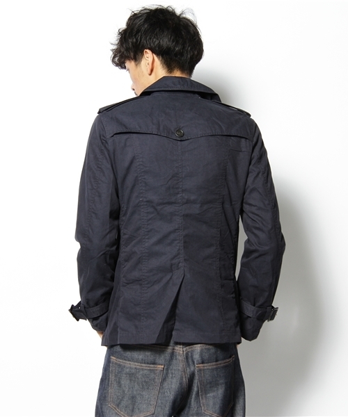 NANO universe（ナノユニバース）の「微起毛ショートトレンチ（トレンチコート・メンズ・ベージュ/グレイッシュベージュ/カーキ/ネイビー・SMALL/MEDIUM/LARGE）」の6枚目の写真