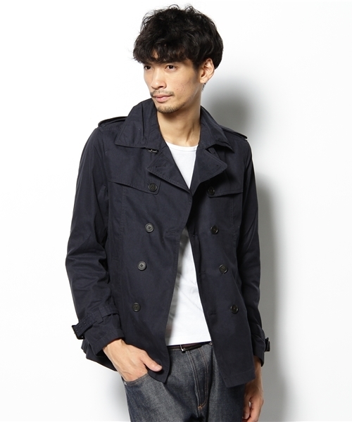 NANO universe（ナノユニバース）の「微起毛ショートトレンチ（トレンチコート・メンズ・ベージュ/グレイッシュベージュ/カーキ/ネイビー・SMALL/MEDIUM/LARGE）」の7枚目の写真