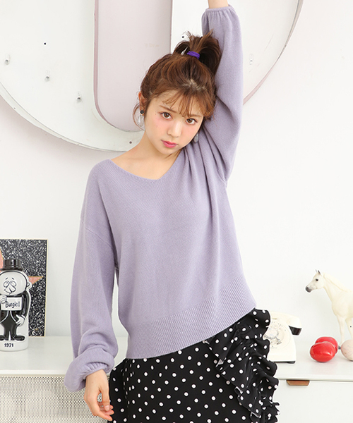 one after another NICE CLAUP（ワンアフターアナザーナイスクラップ）の「シンプルＶニットプルオーバー（ニット/セーター・レディース・ブラック/アイボリー/ラベンダー/キャメル/ピンク系その他・FREE）」の10枚目の写真