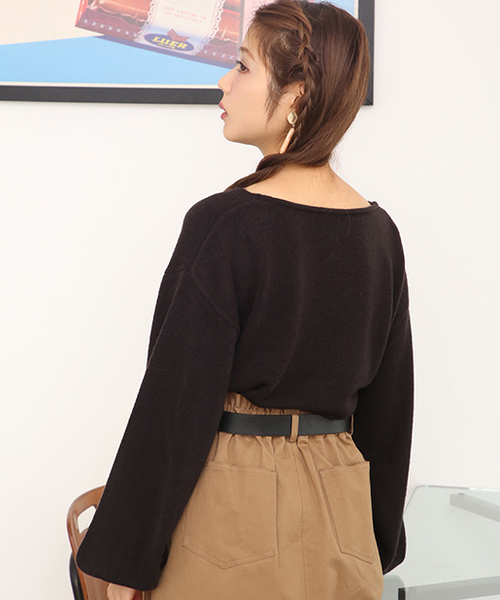 one after another NICE CLAUP（ワンアフターアナザーナイスクラップ）の「シンプルＶニットプルオーバー（ニット/セーター・レディース・ブラック/アイボリー/ラベンダー/キャメル/ピンク系その他・FREE）」の19枚目の写真