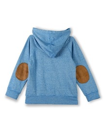 エルボパッチフード付き長袖Tシャツ