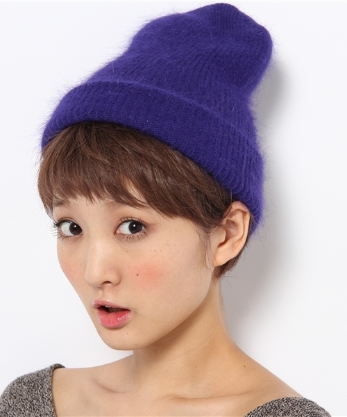 mystic（ミスティック）の「ﾓﾍﾔﾆｯﾄ帽（ニットキャップ/ビーニー・レディース・ピンク/ブルー/ブラック/ボルドー・ﾌﾘ-）」の8枚目の写真