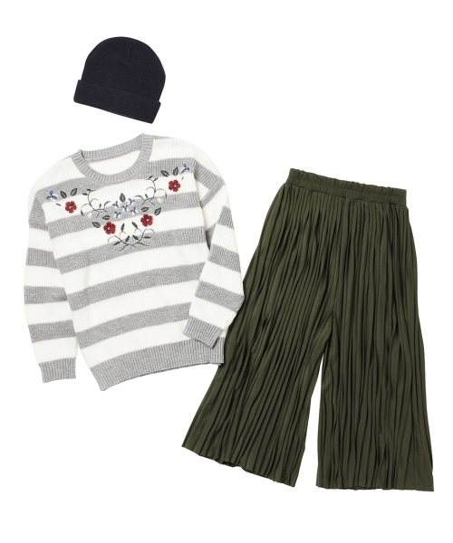 Cutie Blonde（キューティーブロンド）の「【3点セット】ニット×スカンツ×帽子（アンサンブル・レディース・グレー/ブルー・38/40）」の9枚目の写真