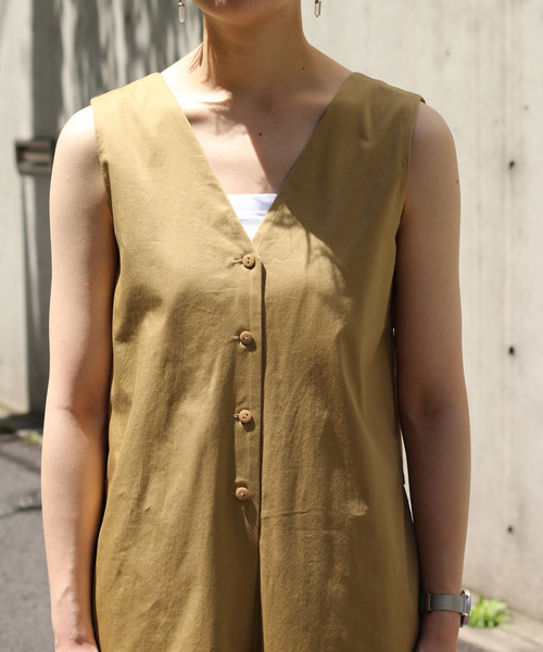 notch.（ノッチ）の「バックリボン　フロントボタンサロペット（つなぎ/オールインワン・レディース・レンガ/ベージュ/ブラック・M/TM）」の12枚目の写真