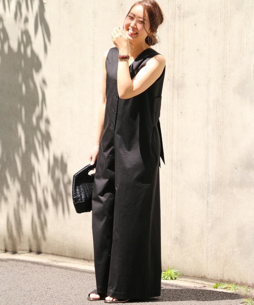 notch.（ノッチ）の「バックリボン　フロントボタンサロペット（つなぎ/オールインワン・レディース・レンガ/ベージュ/ブラック・M/TM）」の14枚目の写真