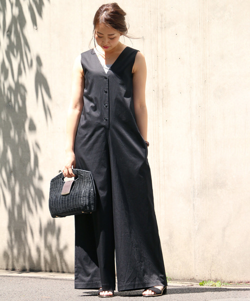 notch.（ノッチ）の「バックリボン　フロントボタンサロペット（つなぎ/オールインワン・レディース・レンガ/ベージュ/ブラック・M/TM）」の16枚目の写真