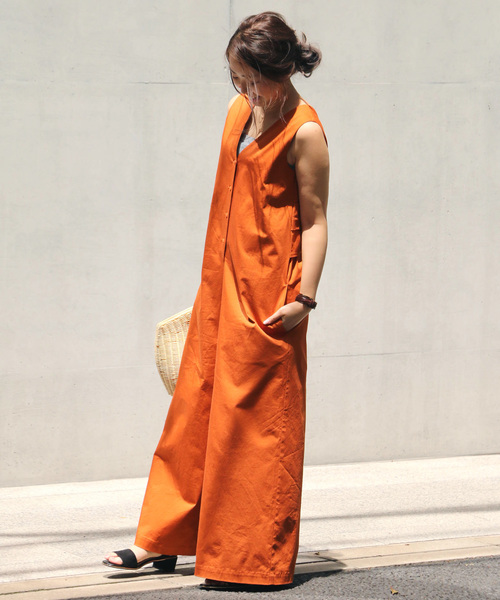 notch.（ノッチ）の「バックリボン　フロントボタンサロペット（つなぎ/オールインワン・レディース・レンガ/ベージュ/ブラック・M/TM）」の20枚目の写真