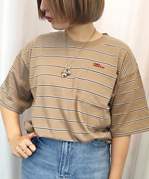 apres jour（アプレジュール）の「刺繍ロゴポケットTシャツ【ZOZOTOWN限定アイテム】（Tシャツ/カットソー・レディース・ベージュ/ブラック/モカ/オフホワイト・フリー）」の5枚目の写真