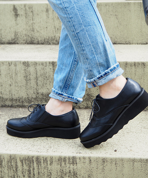 あしながおじさん（アシナガオジサン）の「〈あしながおじさん〉　厚底レースアップシューズ　7301367（レインシューズ・レディース・クリアブラック/ブラック・M/LL/S/L）」の13枚目の写真