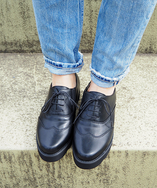 あしながおじさん（アシナガオジサン）の「〈あしながおじさん〉　厚底レースアップシューズ　7301367（レインシューズ・レディース・クリアブラック/ブラック・M/LL/S/L）」の8枚目の写真