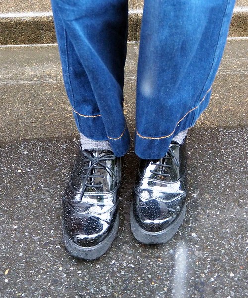 あしながおじさん（アシナガオジサン）の「〈あしながおじさん〉　厚底レースアップシューズ　7301367（レインシューズ・レディース・クリアブラック/ブラック・M/LL/S/L）」の10枚目の写真