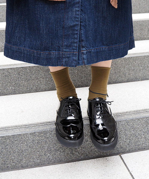 あしながおじさん（アシナガオジサン）の「〈あしながおじさん〉　厚底レースアップシューズ　7301367（レインシューズ・レディース・クリアブラック/ブラック・M/LL/S/L）」の11枚目の写真