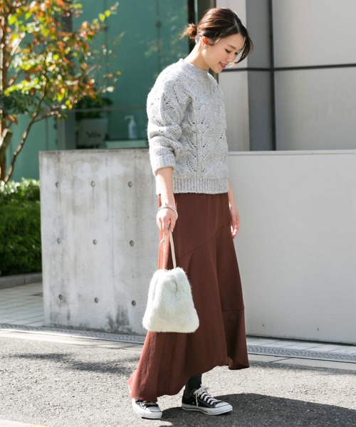 URBAN RESEARCH ROSSO WOMEN(アーバンリサーチ ロッソ)の「ヘムフレアマキシスカート∴(スカート・レディース・ブラック/ブラウン・38/36)」の5枚目の写真