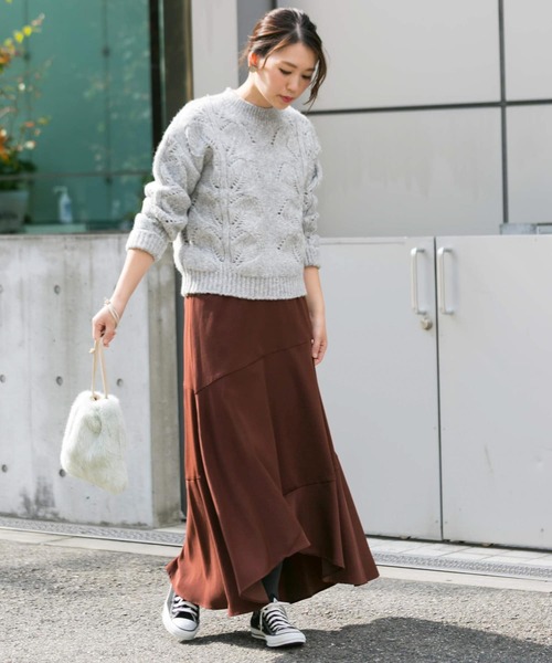 URBAN RESEARCH ROSSO WOMEN(アーバンリサーチ ロッソ)の「ヘムフレアマキシスカート∴(スカート・レディース・ブラック/ブラウン・38/36)」の8枚目の写真