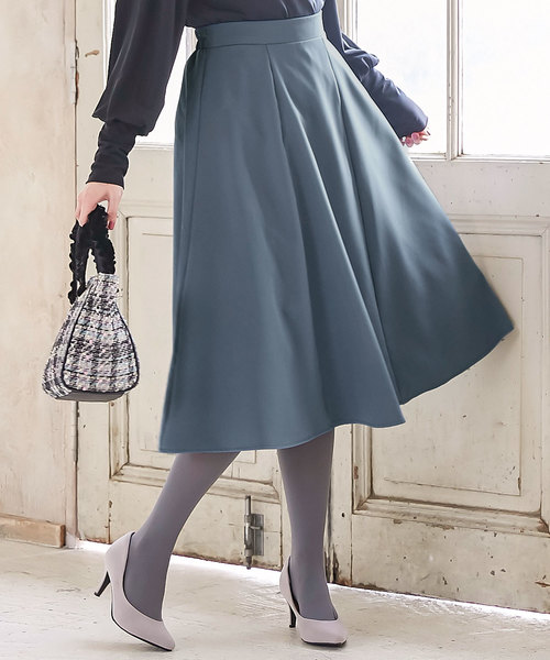 KOBE LETTUCE（コウベレタス）の「6面パネルミディ丈フレアスカート＊ロング丈/ボトムス/レディース[M2263]神戸レタス（スカート・レディース・パープル/モスグリーン/マスタード/ブラック/カーキ/グレイッシュベージュ/ボルドー/ネイビー/ブルー/アイボリー・FREE）」の8枚目の写真