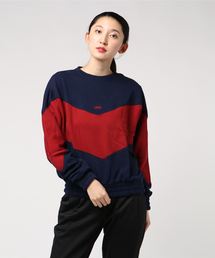 Lee リー / V-LINE LOOSE SWEAT Vラインルーズロゴ刺繍切り替えドルマンスウェット / LT2413