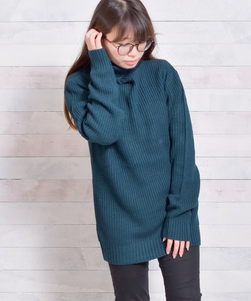 Bling Leads（ブリングリーズ）の「【Bl】【Bling Leads】畦編みアクリルタートルニット（ニット/セーター・レディース・ブラック系その他2/ホワイト系その他2/グレー系その他/ブルー系その他/ブラック/ネイビー/ブラック系その他/レッド/キャメル/ホワイト系その他/アイボリー/ホワイト系その他3/ワイン/グレー/カーキ/ブラウン/ベージュ/パープル・LARGE/MEDIUM）」の12枚目の写真