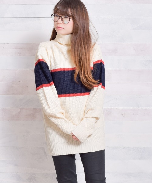 Bling Leads（ブリングリーズ）の「【Bl】【Bling Leads】畦編みアクリルタートルニット（ニット/セーター・レディース・ブラック系その他2/ホワイト系その他2/グレー系その他/ブルー系その他/ブラック/ネイビー/ブラック系その他/レッド/キャメル/ホワイト系その他/アイボリー/ホワイト系その他3/ワイン/グレー/カーキ/ブラウン/ベージュ/パープル・LARGE/MEDIUM）」の4枚目の写真