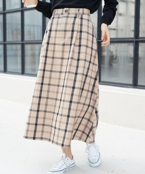 AMERICAN HOLIC(アメリカンホリック)の「・ツイル起毛ロングフレアスカート(スカート・レディース・ネイビー/ブラック系その他3/ベージュ系その他4/ドット/その他8/ベージュ・L/M)」の3枚目の写真