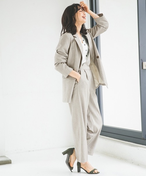 A part by(アパートバイ)の「PORyLiダブルジャケット 825146(テーラードジャケット・レディース・ベージュ/グレー/カーキ・FREE)」の4枚目の写真