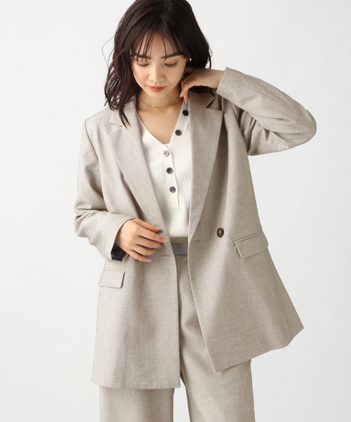 A part by(アパートバイ)の「PORyLiダブルジャケット 825146(テーラードジャケット・レディース・ベージュ/グレー/カーキ・FREE)」の10枚目の写真