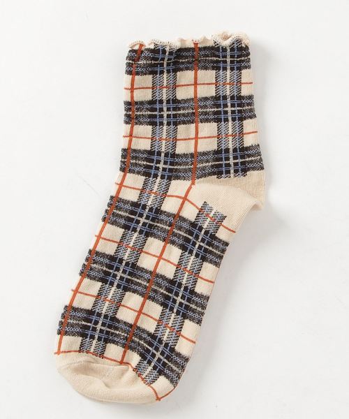 Fun & Daily(ファンアンドデイリー)の「F&D : チェックメローソックス(ソックス/靴下・レディース・ブラック/ベージュ/ネイビー・FREE)」の4枚目の写真