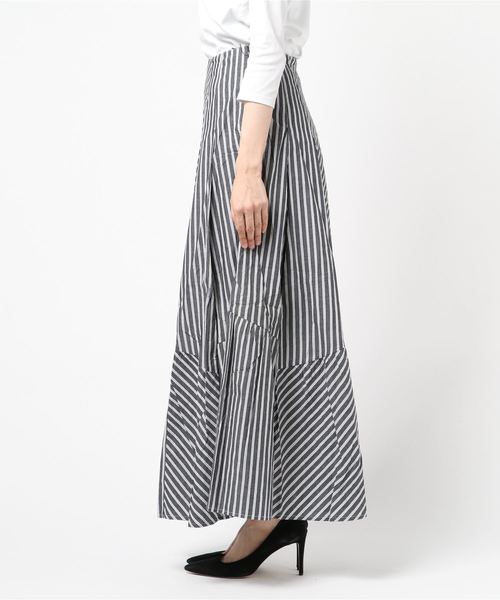 Cookie Chocolate（クッキーチョコレート）の「ストライプ切替マキシスカート（スカート・レディース・ブラック/ブルー・FREE）」の5枚目の写真
