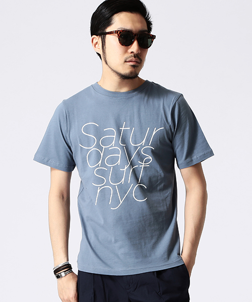 Saturdays NYC（サタデーズ ニューヨークシティ ）の「○SATURDAYS SURF NYC / ON TOP OF EACH OTHER（Tシャツ/カットソー・メンズ・ホワイト/ブルー系その他/イエロー・LARGE/X-SMALL/SMALL/MEDIUM）」の2枚目の写真