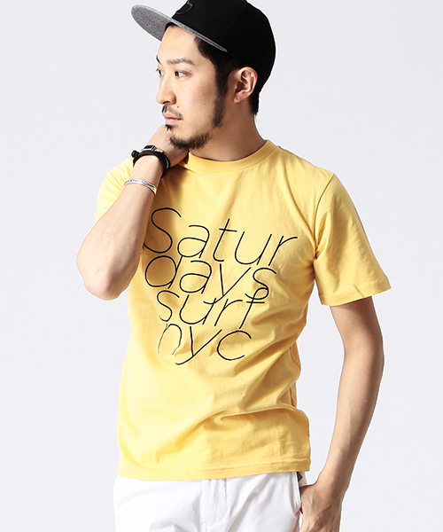 Saturdays NYC（サタデーズ ニューヨークシティ ）の「○SATURDAYS SURF NYC / ON TOP OF EACH OTHER（Tシャツ/カットソー・メンズ・ホワイト/ブルー系その他/イエロー・LARGE/X-SMALL/SMALL/MEDIUM）」の3枚目の写真