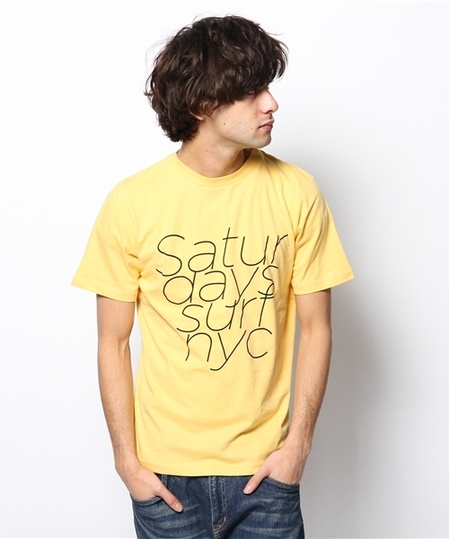 Saturdays NYC（サタデーズ ニューヨークシティ ）の「○SATURDAYS SURF NYC / ON TOP OF EACH OTHER（Tシャツ/カットソー・メンズ・ホワイト/ブルー系その他/イエロー・LARGE/X-SMALL/SMALL/MEDIUM）」の13枚目の写真