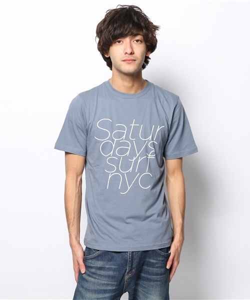 Saturdays NYC（サタデーズ ニューヨークシティ ）の「○SATURDAYS SURF NYC / ON TOP OF EACH OTHER（Tシャツ/カットソー・メンズ・ホワイト/ブルー系その他/イエロー・LARGE/X-SMALL/SMALL/MEDIUM）」の4枚目の写真