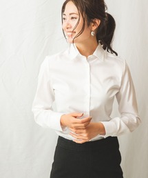 コットンシャンブレーベーシックカラー長袖シャツ