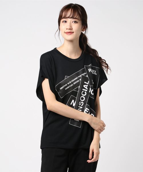 rovtski（ロフトスキー）の「COTTON MODAR PRINT NS BIG T（Tシャツ/カットソー・レディース・ホワイト/ブラック・FREE）」の2枚目の写真