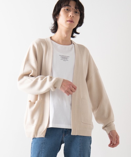 WEGO(ウィゴー)の「WEGO/ノーカラーカーディガン(カーディガン/ボレロ・メンズ・ピンク/ブラック/ベージュ・MEDIUM/LARGE)」の3枚目の写真