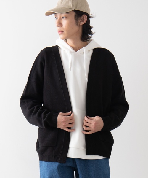 WEGO(ウィゴー)の「WEGO/ノーカラーカーディガン(カーディガン/ボレロ・メンズ・ピンク/ブラック/ベージュ・MEDIUM/LARGE)」の2枚目の写真