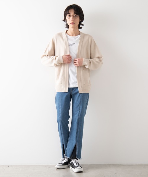 WEGO(ウィゴー)の「WEGO/ノーカラーカーディガン(カーディガン/ボレロ・メンズ・ピンク/ブラック/ベージュ・MEDIUM/LARGE)」の7枚目の写真