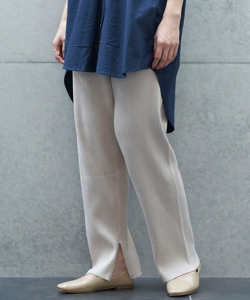 AMERICAN HOLIC（アメリカンホリック）の「リブニットワイドパンツ＊（その他パンツ・レディース・モカ/グレイッシュベージュ/ネイビー・M/L）」の3枚目の写真