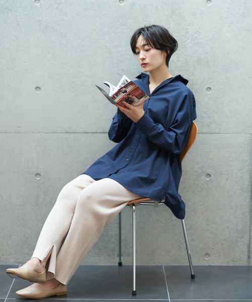 AMERICAN HOLIC（アメリカンホリック）の「リブニットワイドパンツ＊（その他パンツ・レディース・モカ/グレイッシュベージュ/ネイビー・M/L）」の6枚目の写真