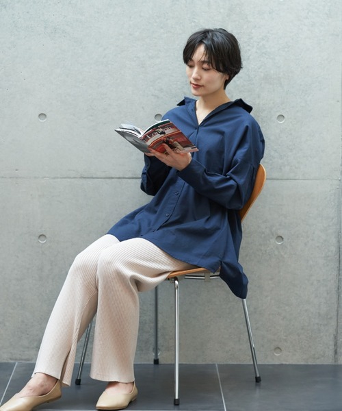 AMERICAN HOLIC（アメリカンホリック）の「リブニットワイドパンツ＊（その他パンツ・レディース・モカ/グレイッシュベージュ/ネイビー・M/L）」の7枚目の写真