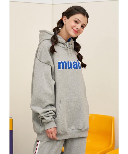 muahmuah(ムーアムーア)の「コンビカラーロゴプルオーバーパーカー/フーディー(パーカー・レディース・ブラック/アイボリー/グレー/ピンク・FREE)」の13枚目の写真